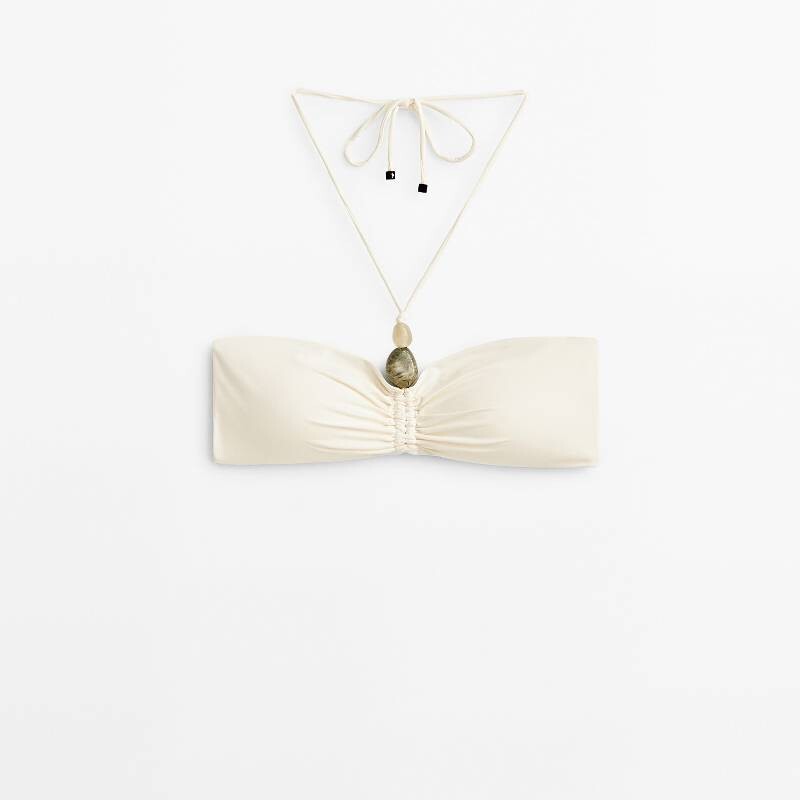 

Топ бикини с камнем Massimo Dutti Top With Stone, кремовый