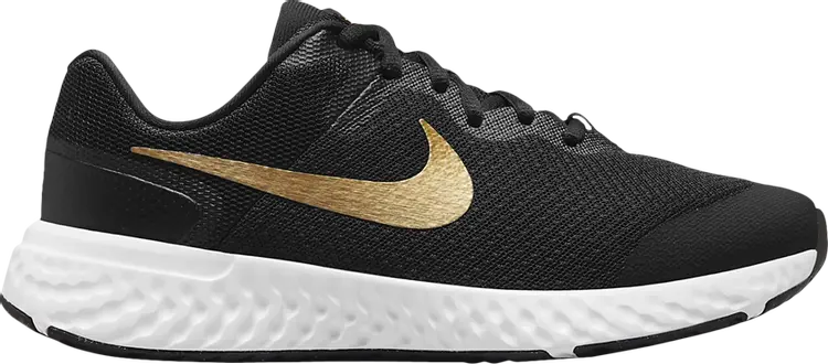 

Кроссовки Nike Revolution 6 4E Wide GS 'Black Metallic Gold', черный