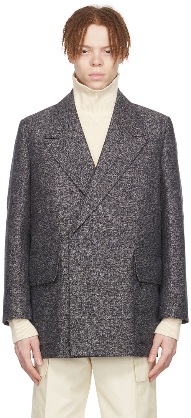 

SSENSE Эксклюзивное синее хлопковое пальто Jil Sander