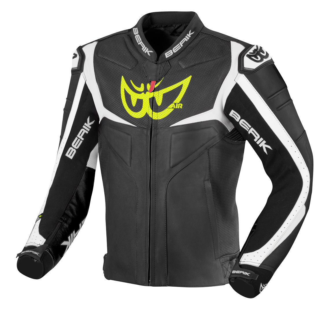 Мотоциклетная кожаная куртка Berik Wild Chase с регулируемой талией, черный/белый кожаная куртка zara белый