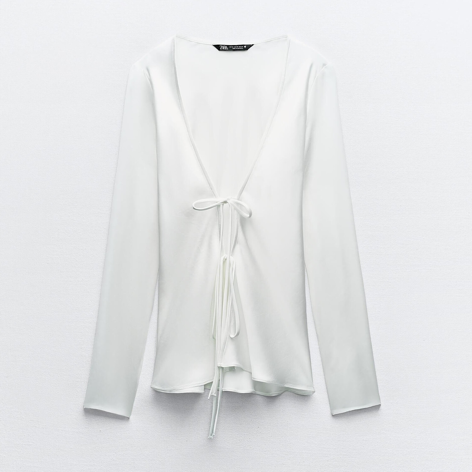 

Рубашка Zara Satin With Ties, белый
