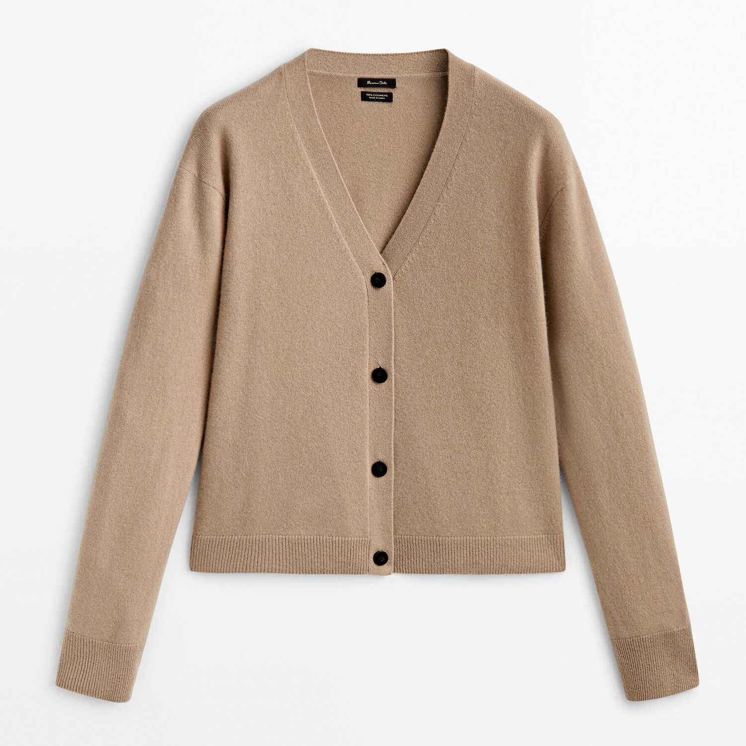 

Кардиган Massimo Dutti 100% Cashmere V-neck, бежевый