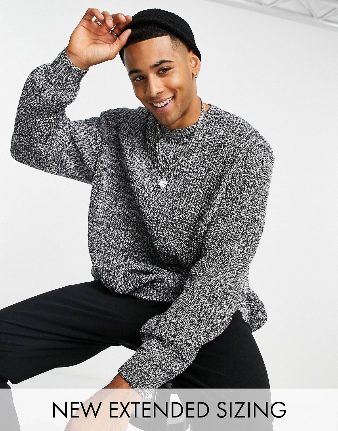 

Серый вязаный джемпер в рубчик в стиле оверсайз ASOS DESIGN ASOS DESIGN