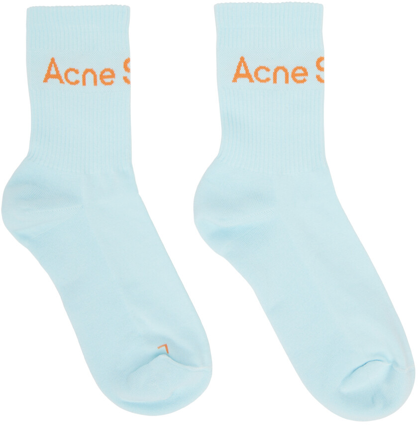 

Синие носки в рубчик с логотипом Acne Studios