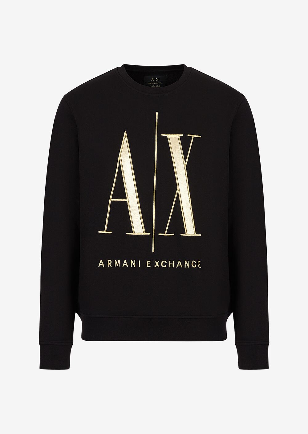 

Хлопковая толстовка с круглым вырезом из ткани френч терри с логотипом Icon Armani Exchange, черный