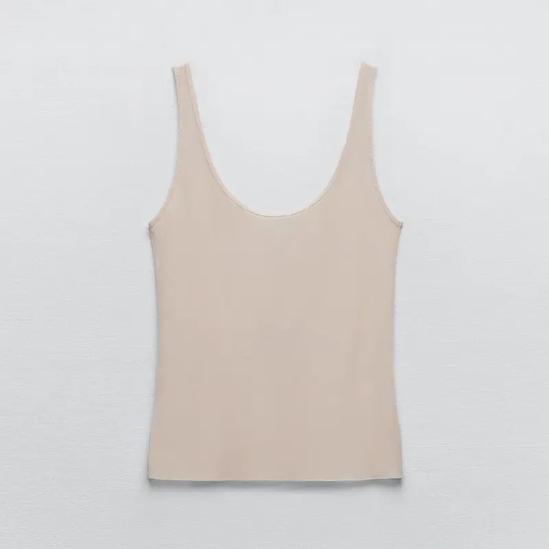 Топ Zara Strappy Tulle Vest, бежевый