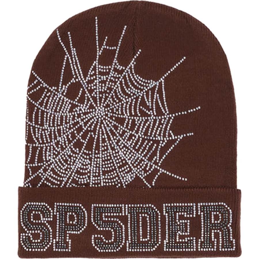 Шапка Sp5der Web Beanie, коричневый шапка вязаная бини женская синяя