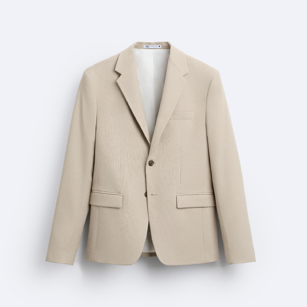 Пиджак Zara Textured Suit, светло-кремовый пиджак zara textured suit серо бежевый