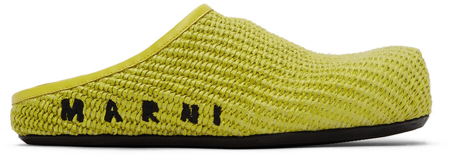 

Зеленые лоферы Fussbett Sabbot из рафии Marni