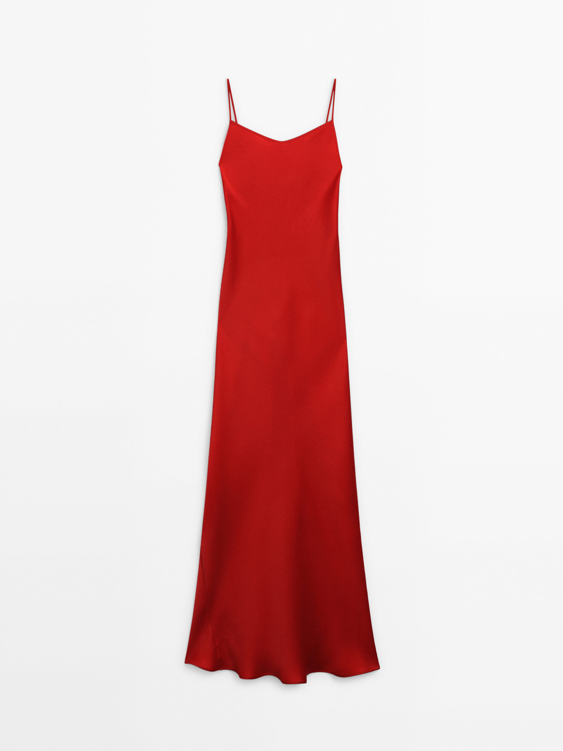 Платье Massimo Dutti Satin Camisole Midi, красный юбка миди с металлическим отливом m каштановый