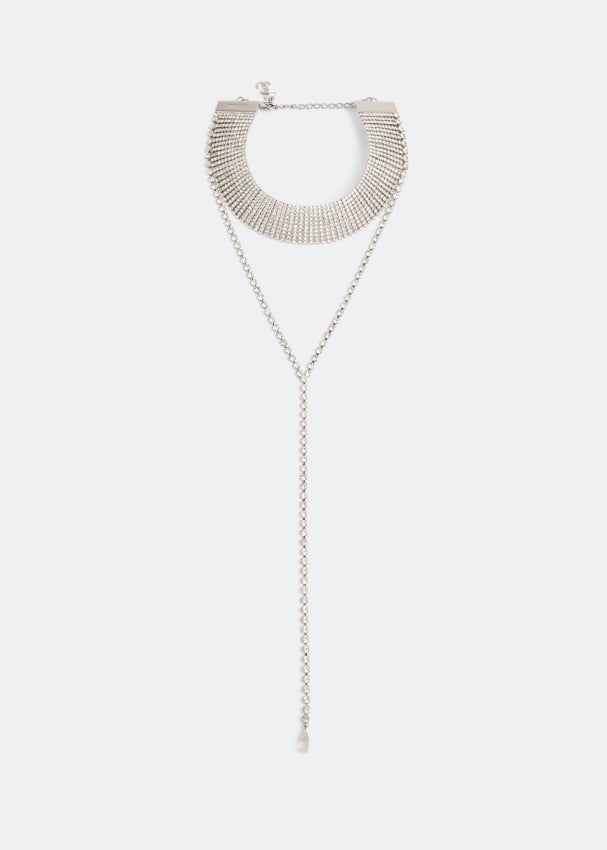 Ожерелье JIMMY CHOO Saeda necklace, серебряный женское колье с бахромой topqueen sg28