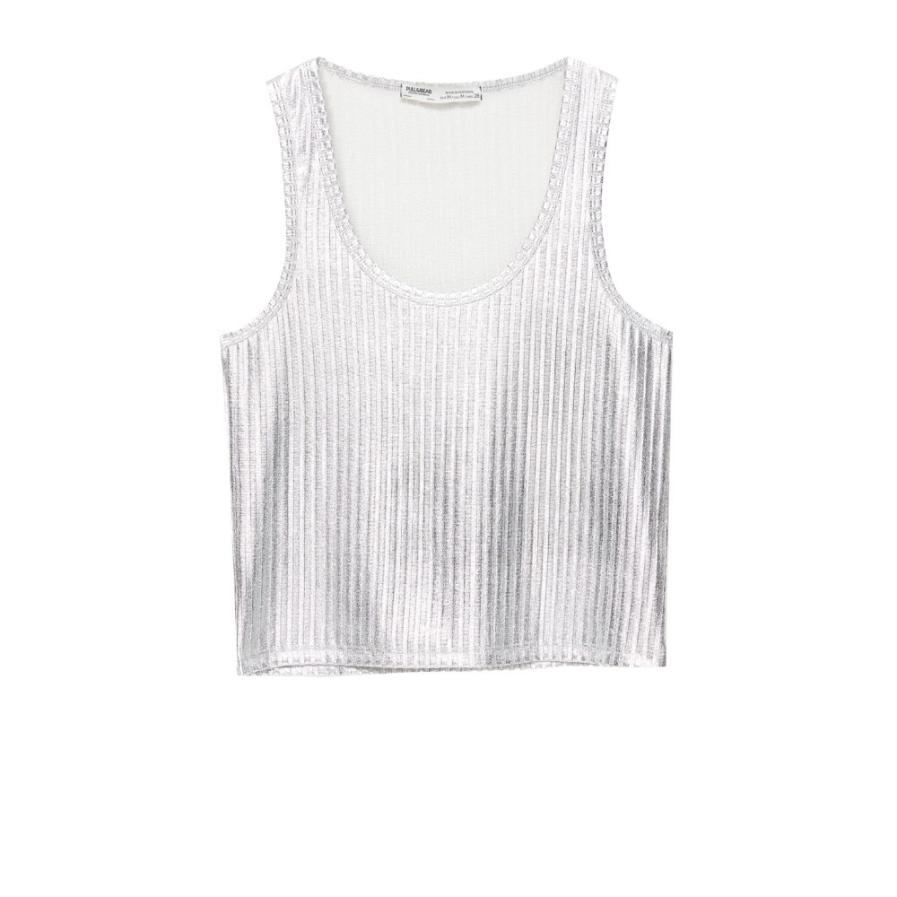 

Топ Pull&Bear Vest With Pearly Finish, серебристый