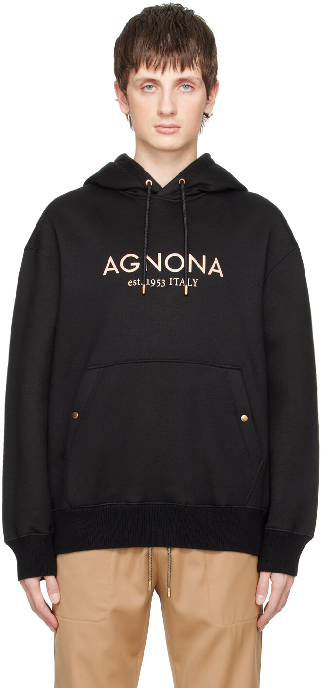 

Черный худи с принтом Agnona