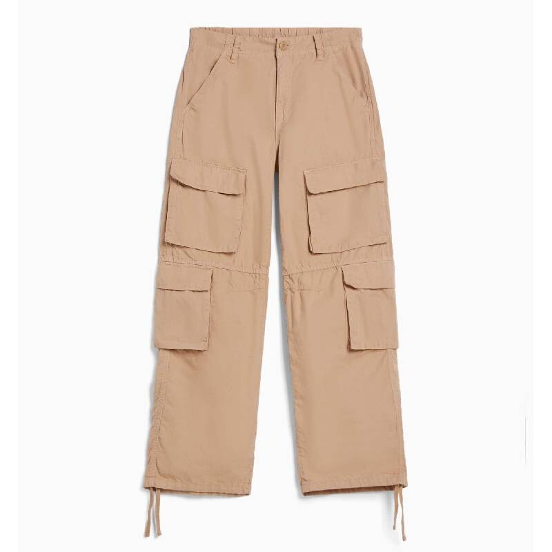 

Брюки Карго Bershka With Drawstring, бежевый