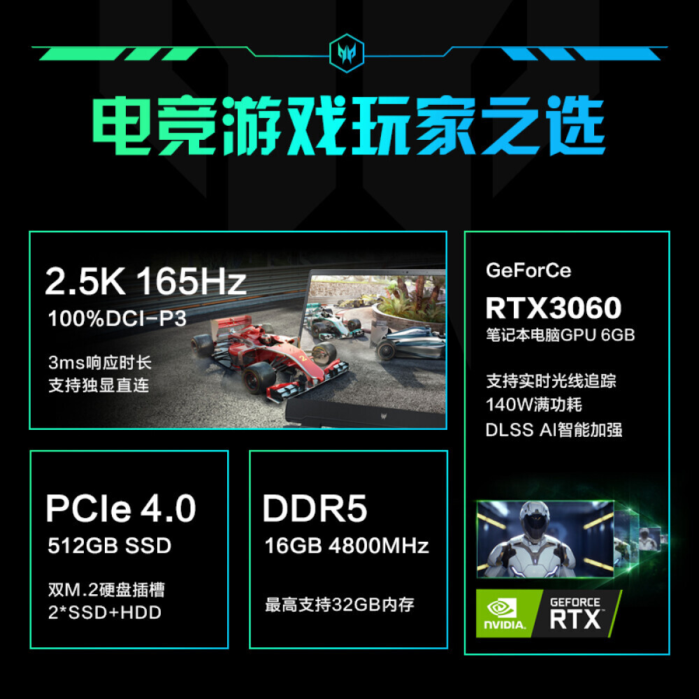 

Ноутбук игровой Acer 2023 Predator engine Neo Shadow Knight Pro 13-го поколения Core 165гц RTX3060-6G