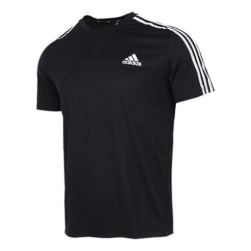 Футболка Adidas M 3s T Casual Sports Side Stripe Round Neck Short Sleeve Black, Черный