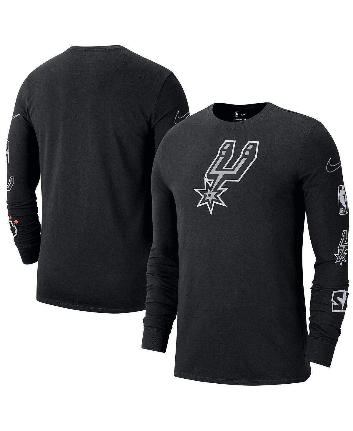 

Мужская черная футболка с длинным рукавом san antonio spurs 2022/23 city edition essential expressive Nike, черный