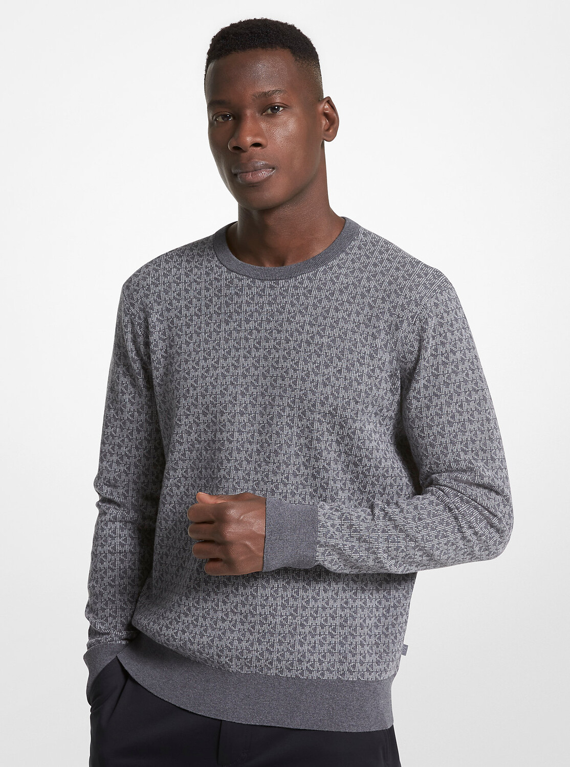

Свитер Michael Kors Logo Cotton Jacquard, серый