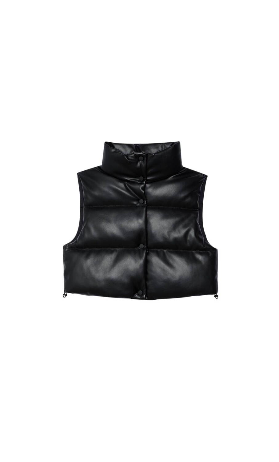 

Короткий пуховик из искусственной кожи Stradivarius, Черный