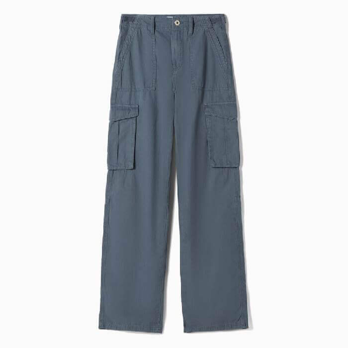 

Брюки Bershka Adjustable Straight Cargo, синий