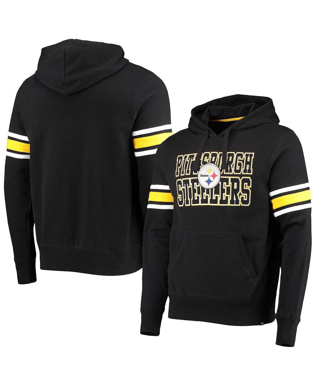 

Мужская черная толстовка с капюшоном pittsburgh steelers double block pullover '47 Brand, черный
