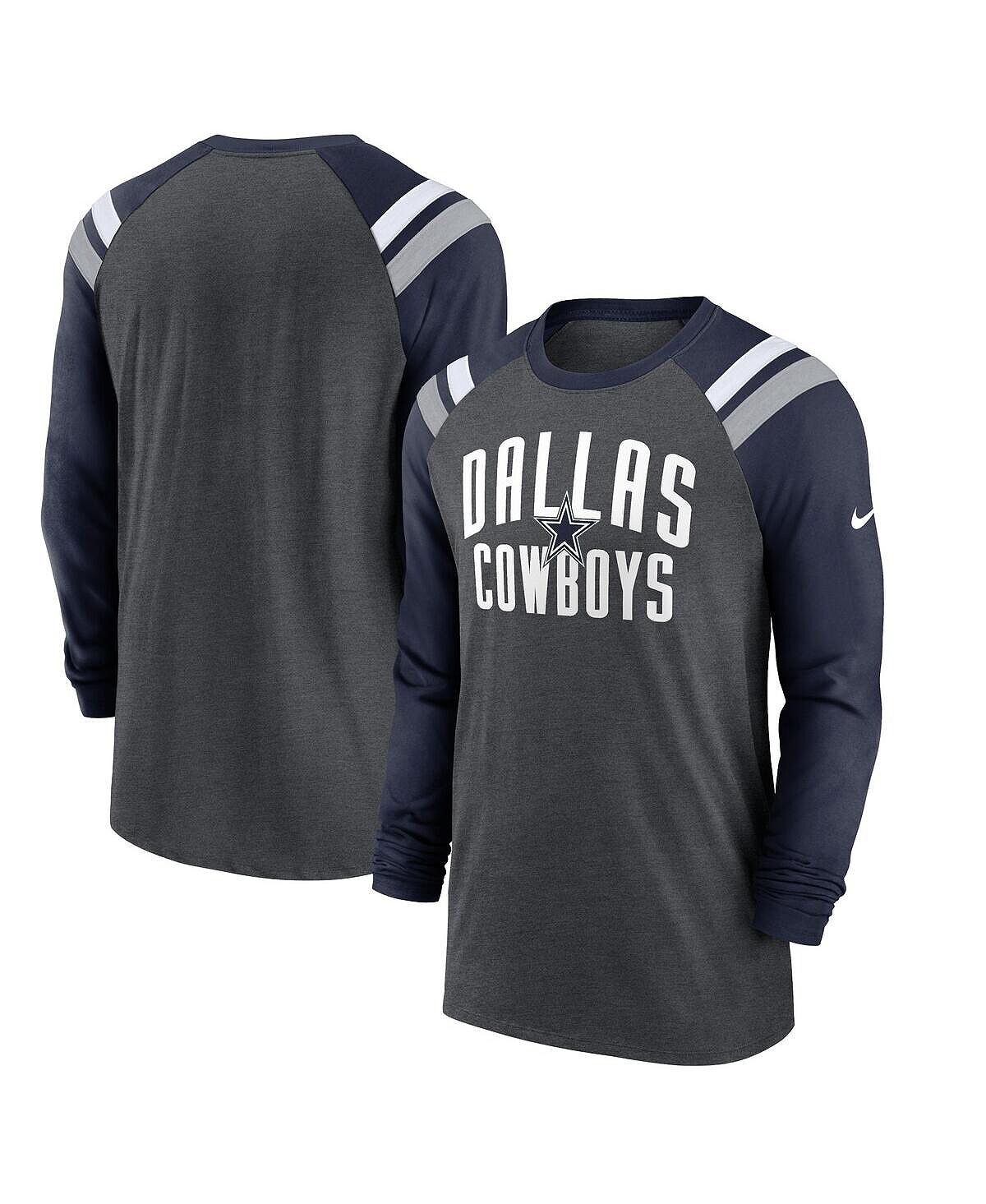 

Мужская меланжевая угольная футболка dallas cowboys tri-blend raglan athletic long sleeve fashion t-shirt Nike, мульти