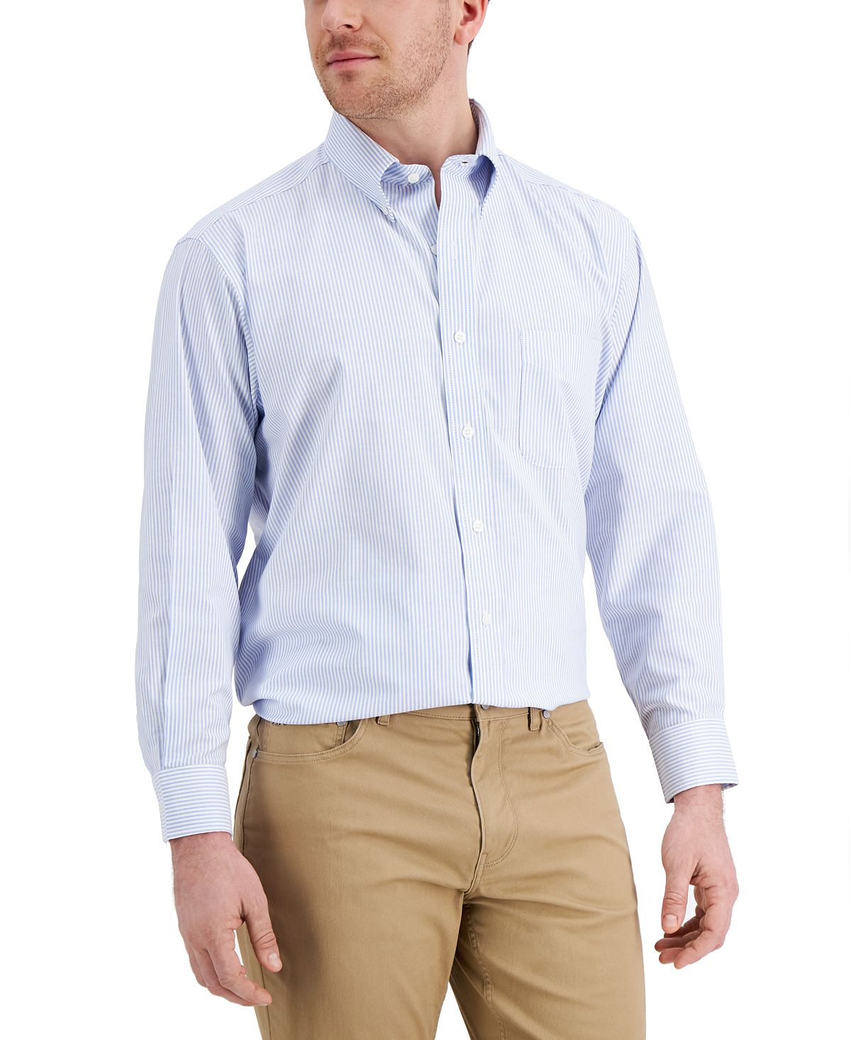 цена Мужская рубашка в полоску из хлопка стандартного кроя, созданная для macy's Club Room, мульти