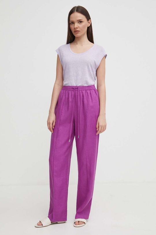 

Льняные брюки United Colors of Benetton, фиолетовый