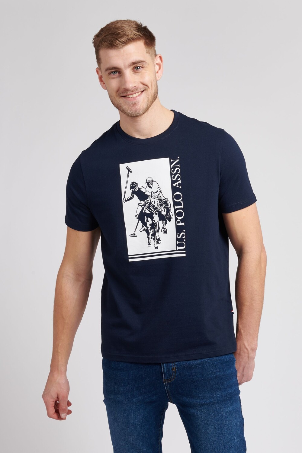 

Темно-синяя футболка Rider Block U.S. Polo Assn, синий