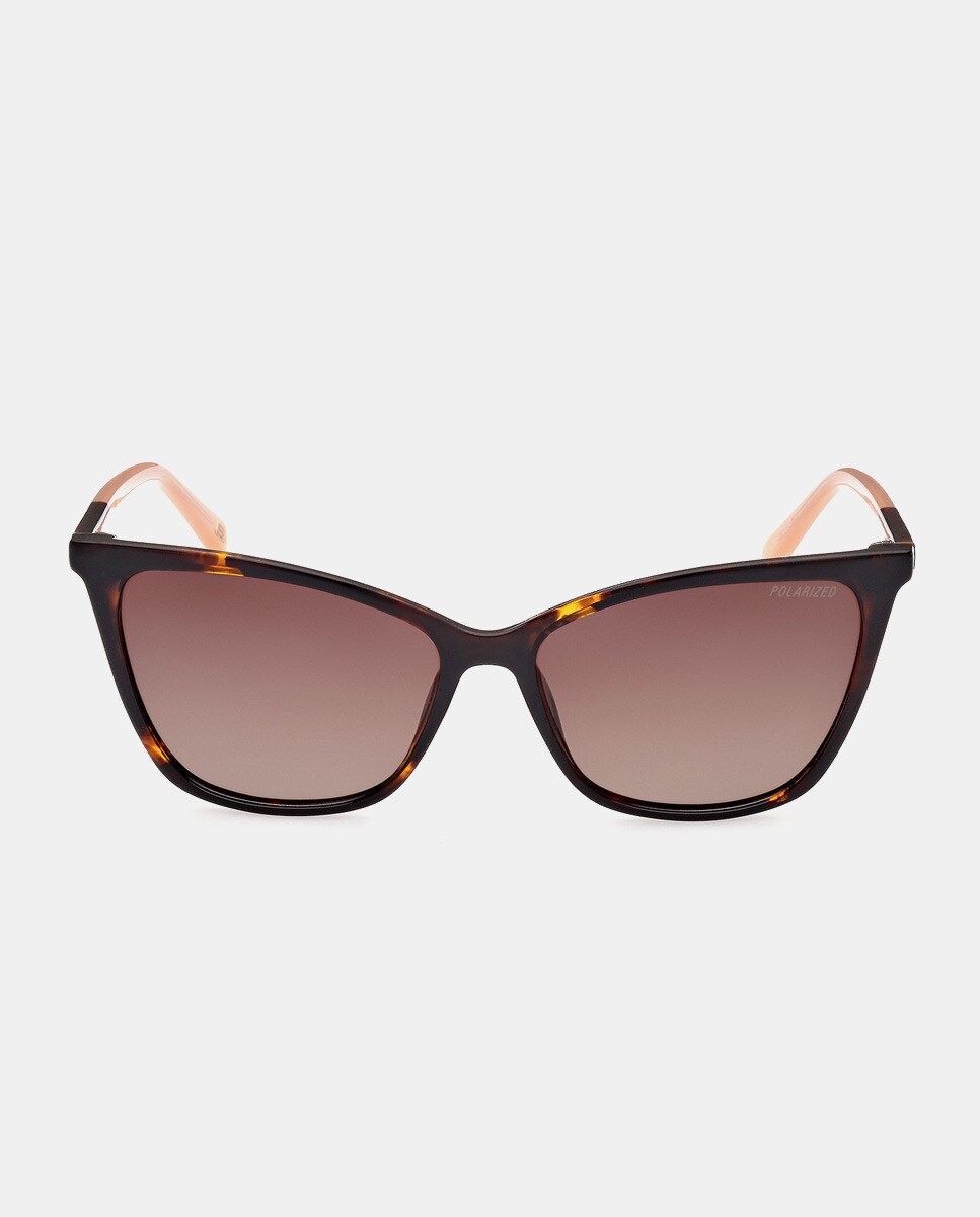 цена Женские солнцезащитные очки «кошачий глаз» гаванского цвета с поляризационными линзами Skechers, темно коричневый