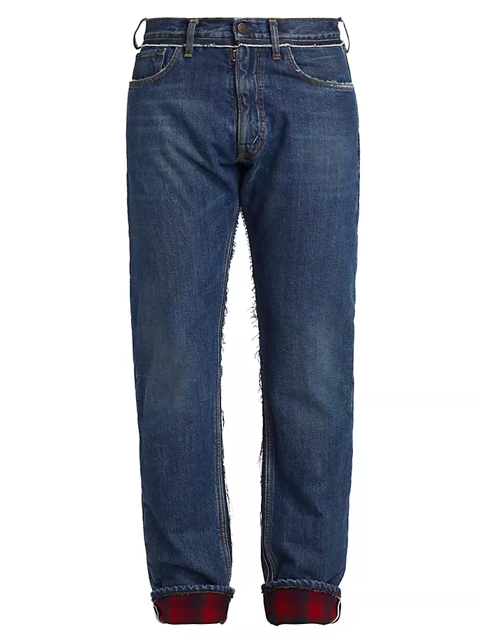

Потертые джинсы из фланели Maison Margiela, индиго