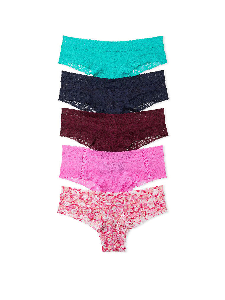 

Набор трусов Victoria's Secret The Lacie, 5 шт, голубой/синий/красный/розовый