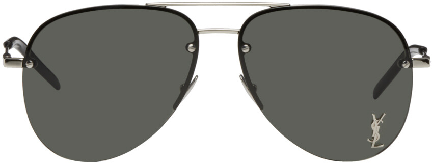 

Серебряные классические солнцезащитные очки SL 11 Saint Laurent