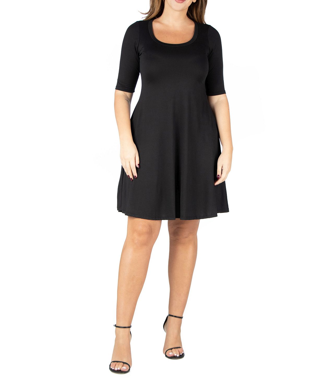 Женское платье больших размеров с расклешенными рукавами и рукавами до локтя 24seven Comfort Apparel, черный
