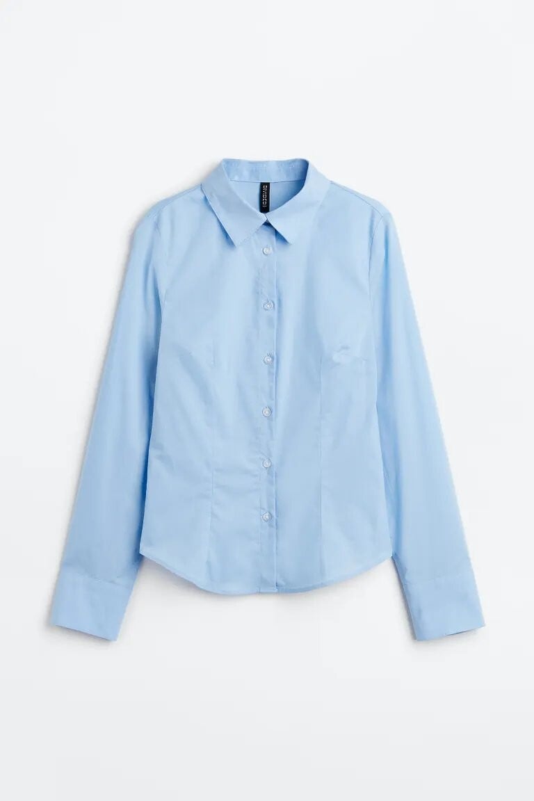 

Рубашка H&M Fitted Poplin, голубой