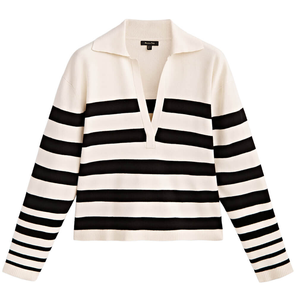 

Поло Massimo Dutti Striped, черный/кремовый