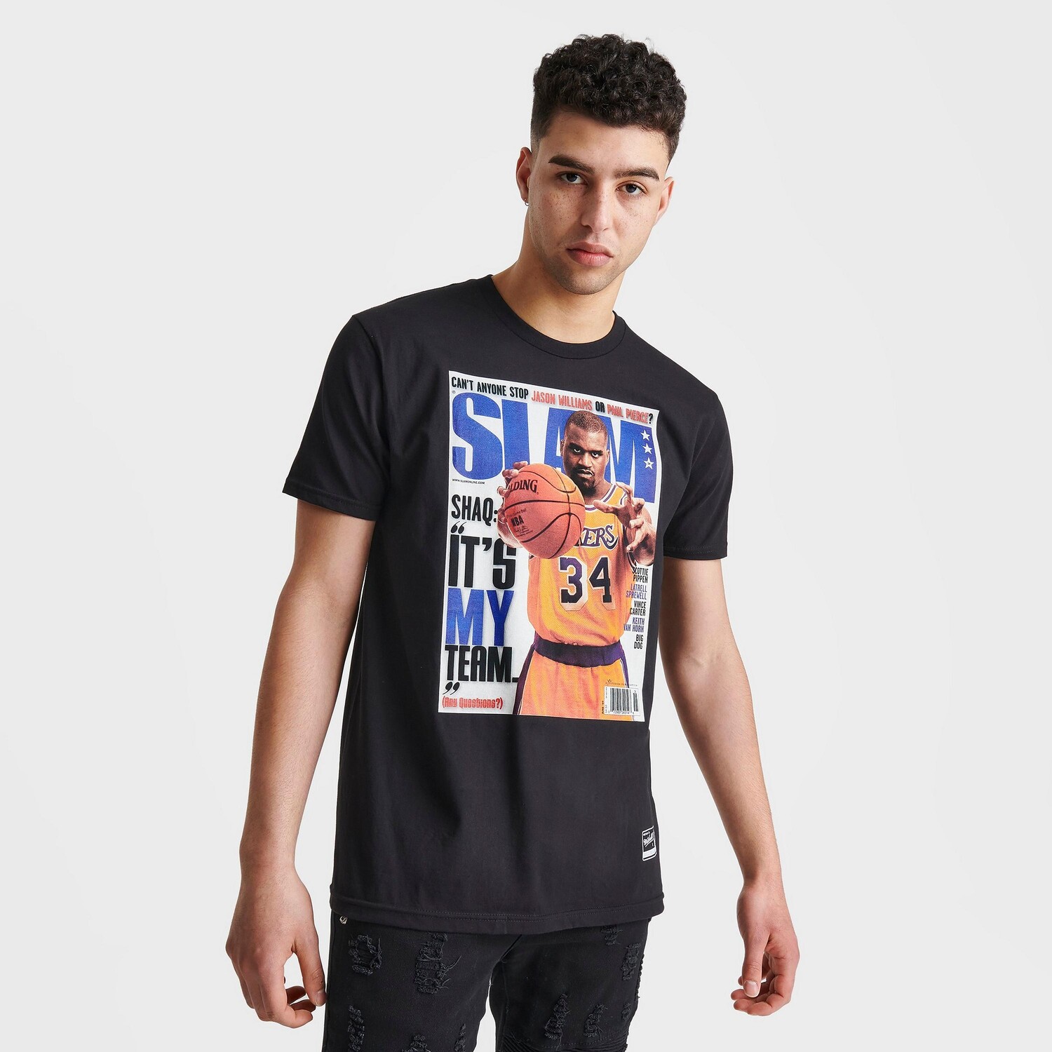 

Мужская футболка с рисунком Mitchell & Ness Slam Magazine Shaquille O'Neal Cover, черный