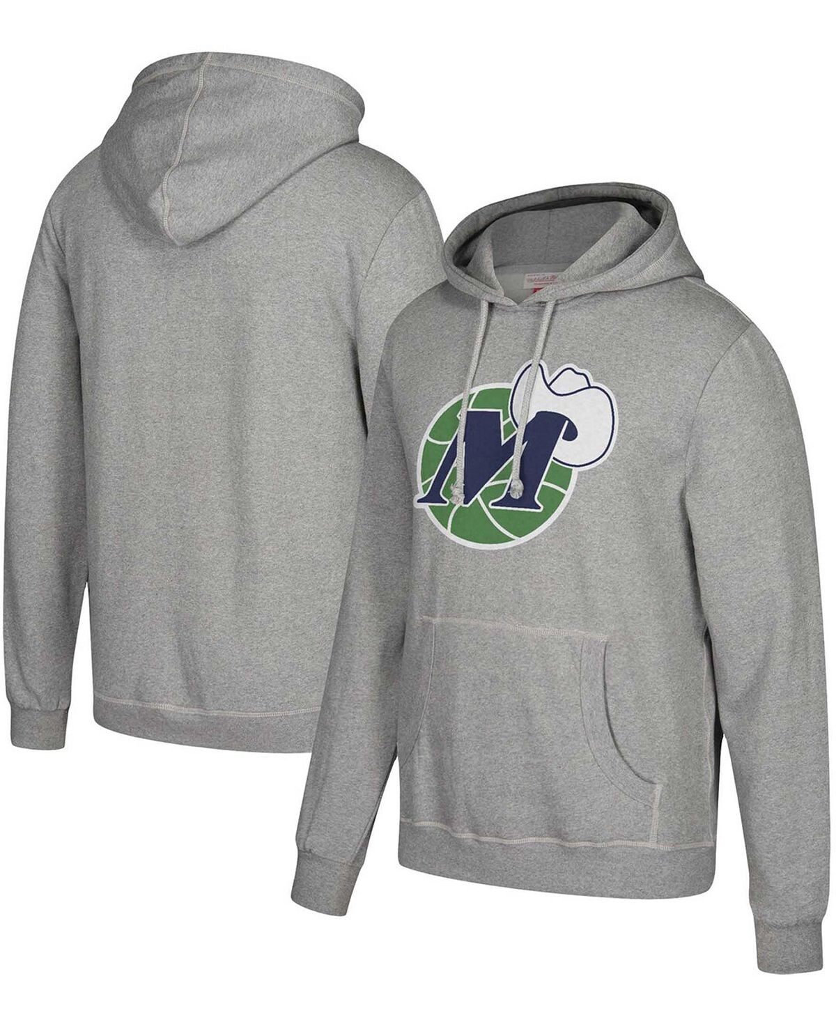 

Мужская серая толстовка с капюшоном и логотипом dallas mavericks hardwood classics throwback Mitchell & Ness, серый