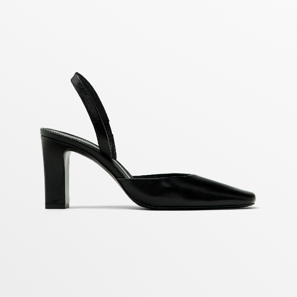 Туфли Massimo Dutti Heeled Slingback, черный туфли zara animal texture heeled slingback чёрный