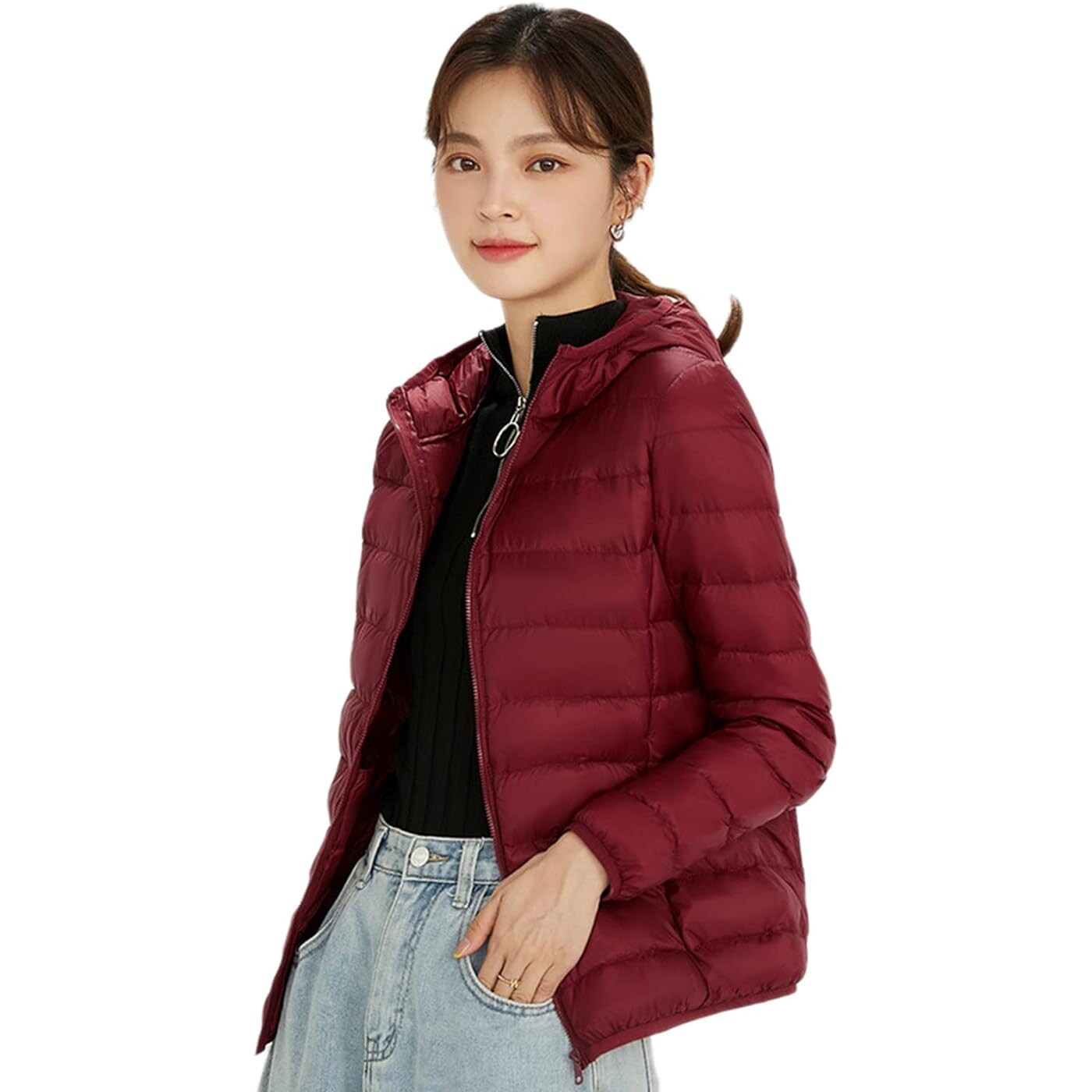 

Пуховик Zumzup Lightweight For Winter Zipper Closure With Pockets 90% White Duck Down Women's, бордовый, Красный
