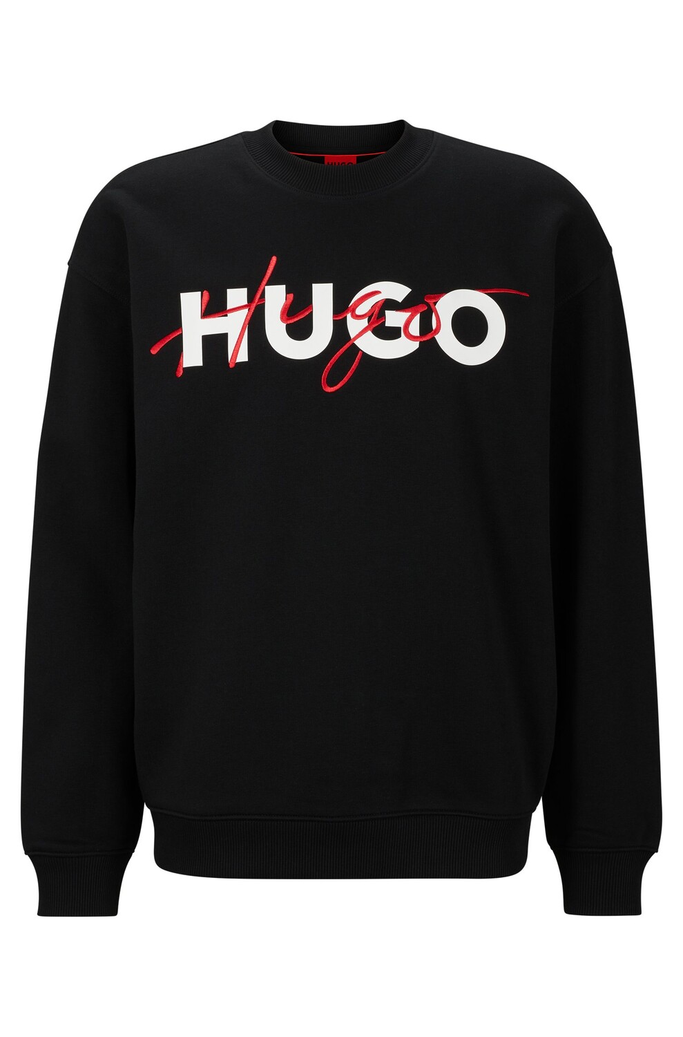 

Свитшот Hugo Cotton-blend Relaxed-fit With Double Logo, чёрный, Черный