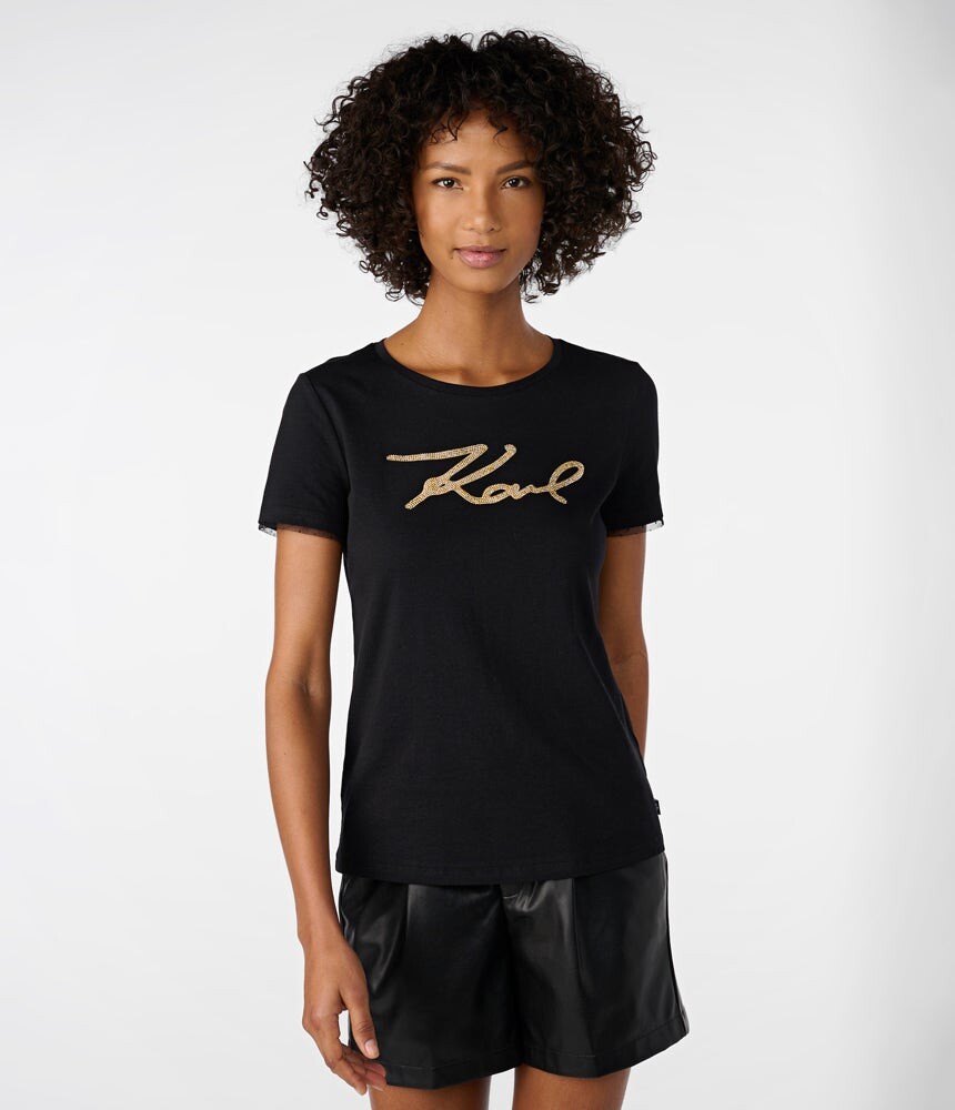 

Футболка с логотипом sparkle script Karl Lagerfeld, черный