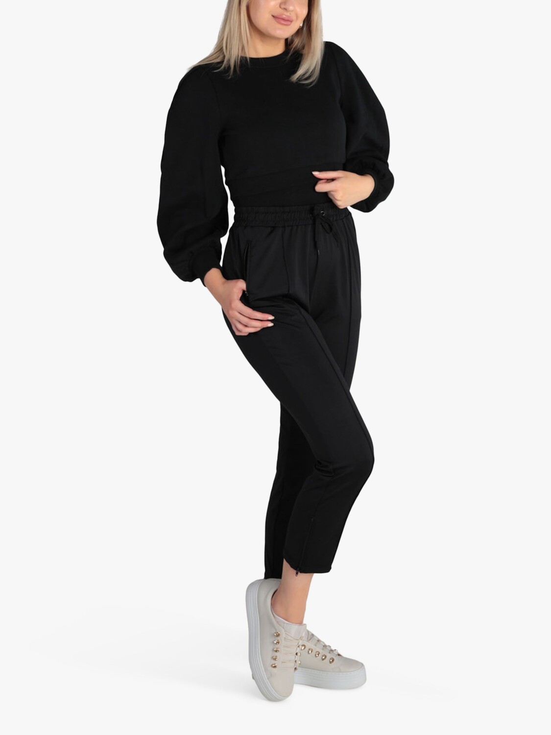 

Укороченная толстовка с пышными рукавами Closet London, черный
