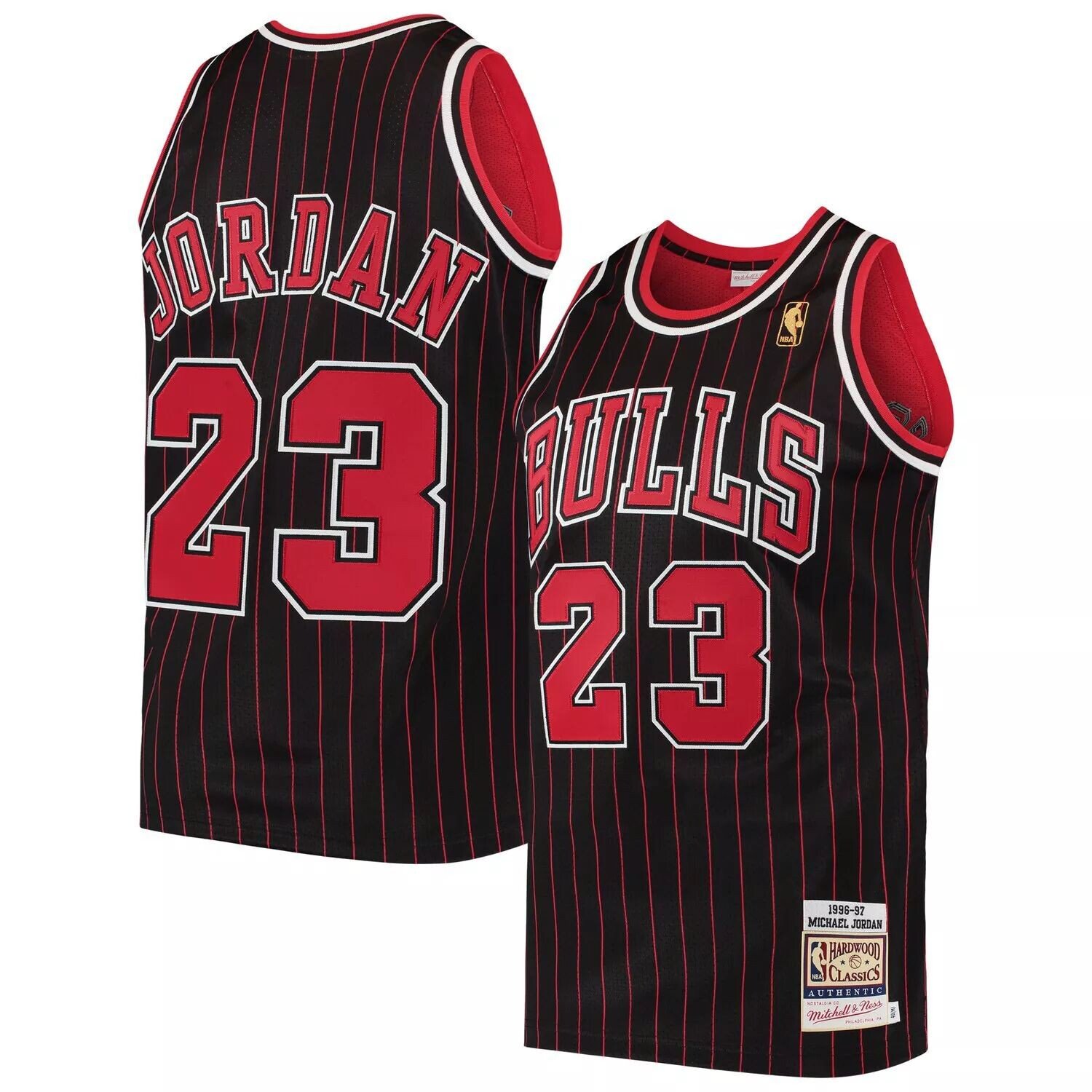 

Мужской черный аутентичный джерси Mitchell & Ness Michael Jordan Chicago Bulls 1996 Hardwood Classics