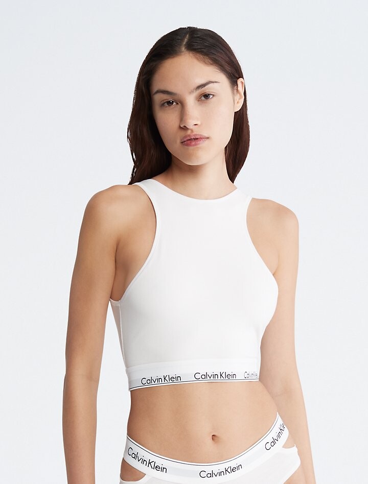

Удлиненный бюстгальтер без косточек Modern из хлопка без подкладки Calvin Klein, белый