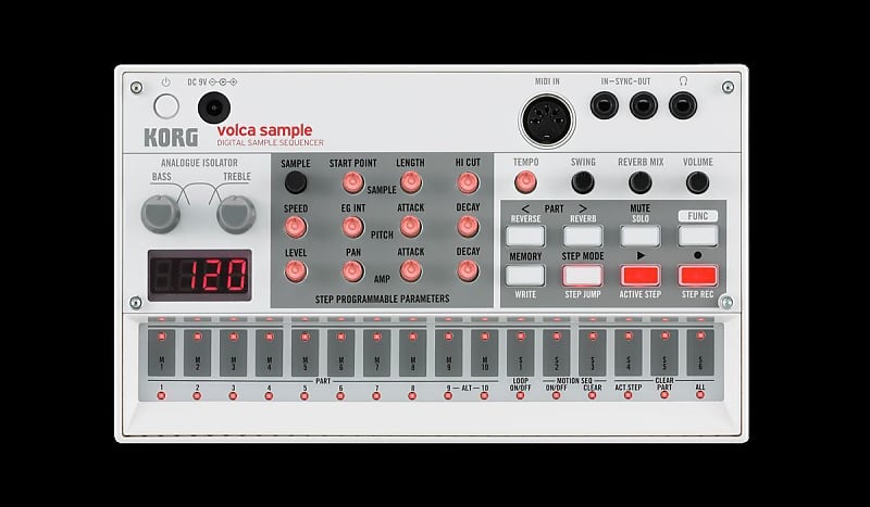 Korg Volca Sample Встроенный проигрыватель ритм-машины PCM Цифровой секвенсор MIDI Sequencer Volca Sample Built-in PCM Rhythm Machine Looper MIDI Digital Sequencer - фото