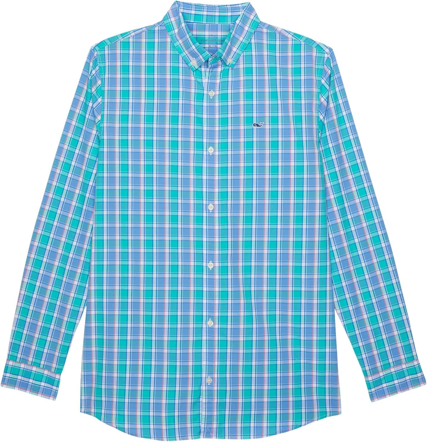 

Рубашка Vineyard Vines Classic Fit Check Poplin Shirt, цвет Aquinnah Aqua