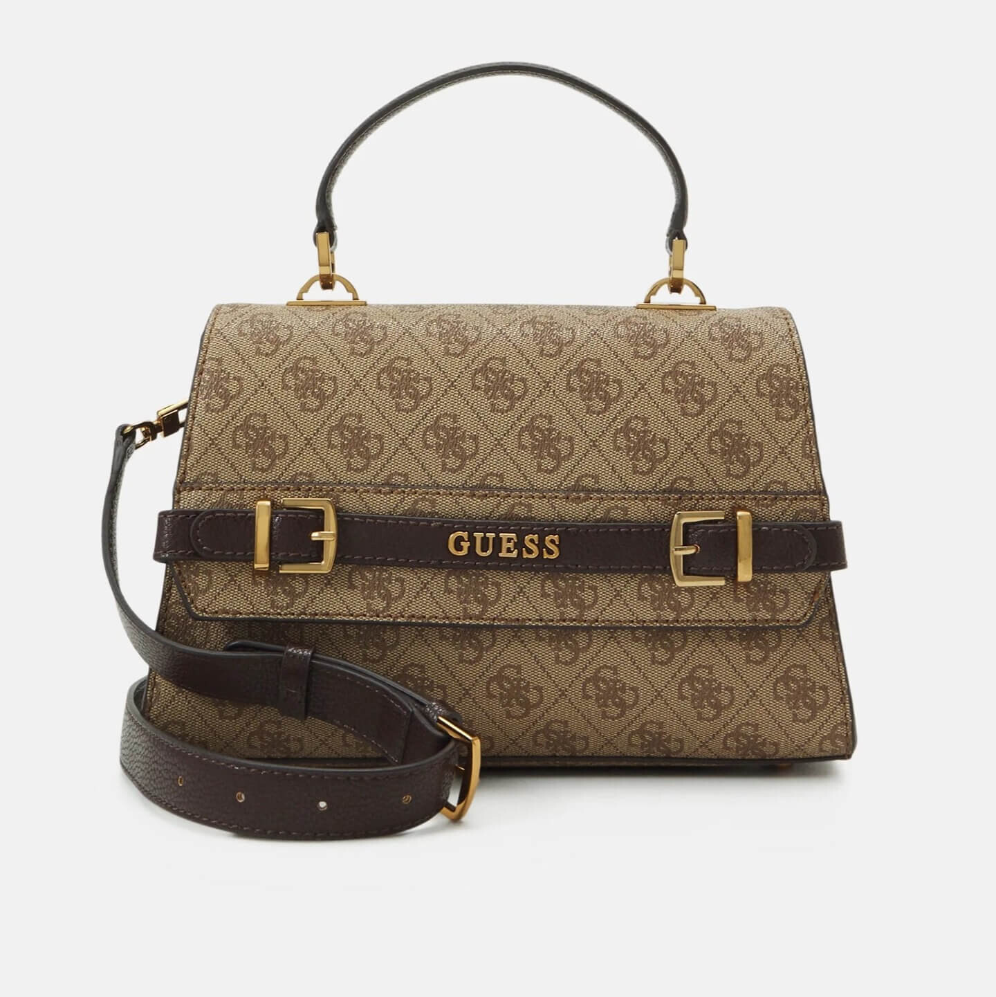 

Сумка Guess Sestri Logo Top Handle Flap, коричневый/бежевый