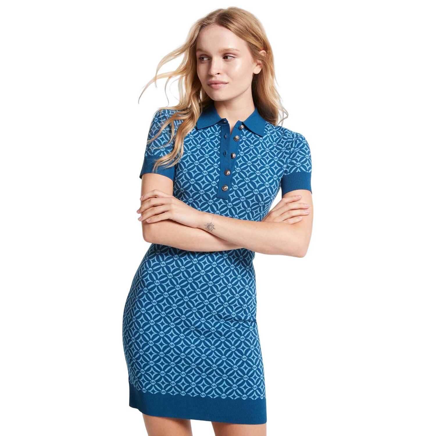 

Платье Michael Michael Kors Logo Jacquard Polo, голубой, Синий