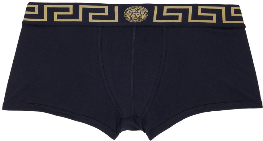 

Темно-синие трусы-боксеры с каймой Greca Versace Underwear